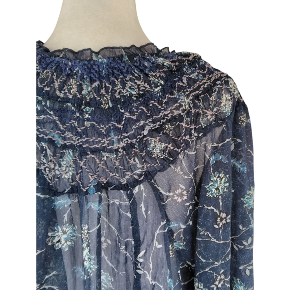 Free People Keeping Up With Cara Smocked Tunic Top/ Dress Size XS - Picture 8 of 11